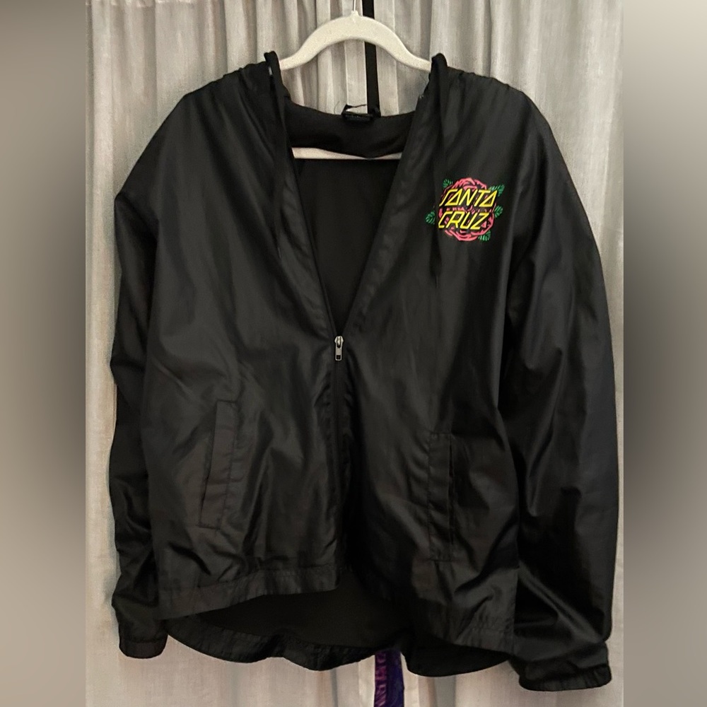 Santa Cruz Skateboards Black Jacket with Pink and Yellow Logo - Picture 2 of 2